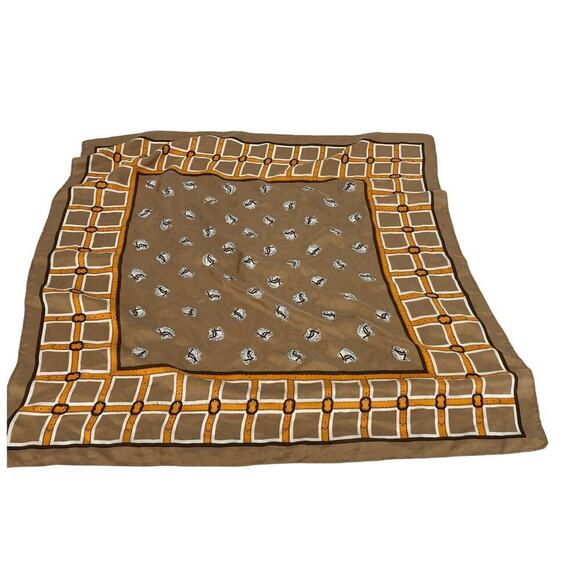 Equestrian Horse Print Square Scarf – Brown Western Boho Chic - Picture 1 of 3